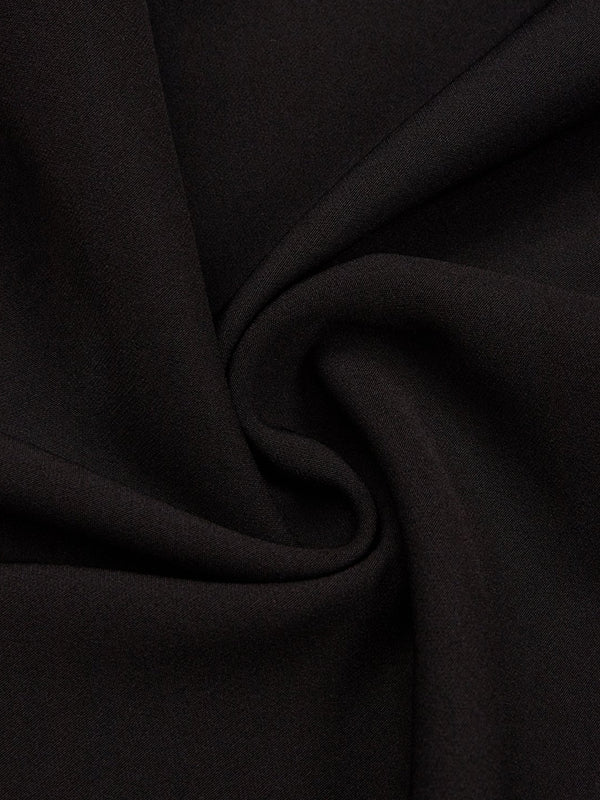 Elegant Color Block Split Joint Stand Collar Midi Dress