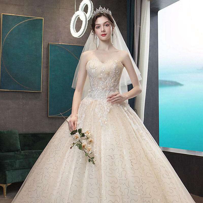 loveedsTM-Wedding Dress 2024 Gryffon Classic Strapless Wedding Gown With Train Lace Up Ball Gown Luxury Lace Embroidery Robe De Mariee
