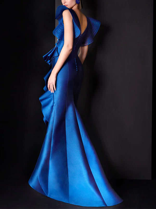 V-Neck Sleeveless Solid Color Maxi Dress