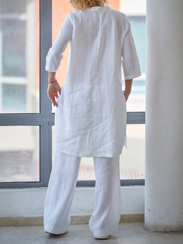 Two-piece Casual Solid Color Jacket And Pants Suit