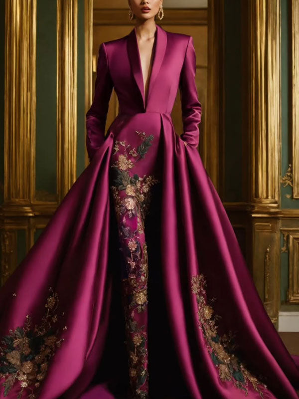 Deep V Temperament Satin Elegance Women's Dress