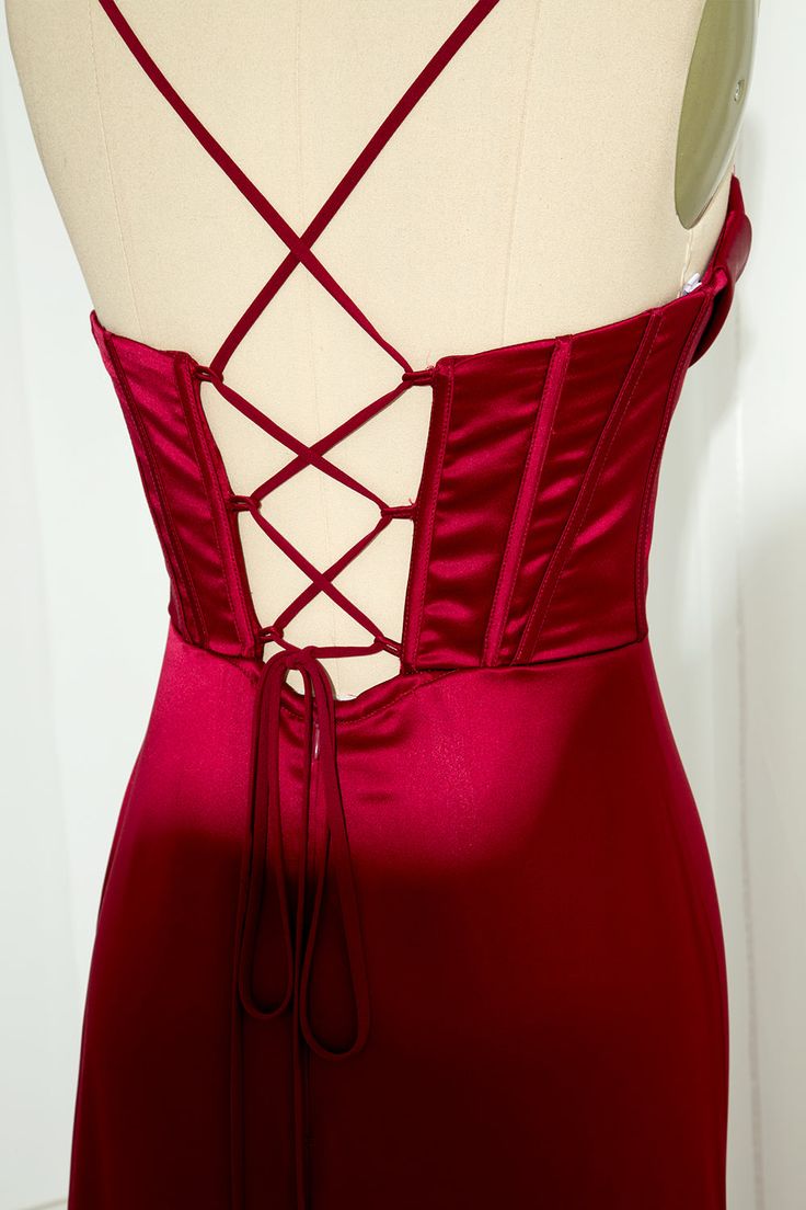 Mermaid Spaghetti Straps Floor Length Prom Dress With Slit 21st Birthday Outfit P1377