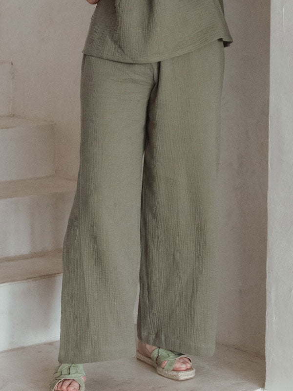 Fashion Hanging Neck Cotton Linen Women's Sets