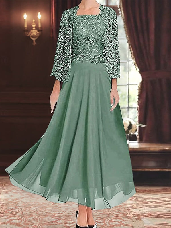 Solid Color Lace Sequin Dress Top Suit