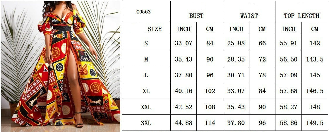 loveedsTM- Dashiki Print Ankara Dresses African Women Clothes Summer Bohe Sexy V-neck Backless Slit Maxi Dress Kanga Clothing Plus Size