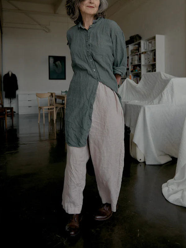 Simple Cotton and Linen Casual Women's Shirt