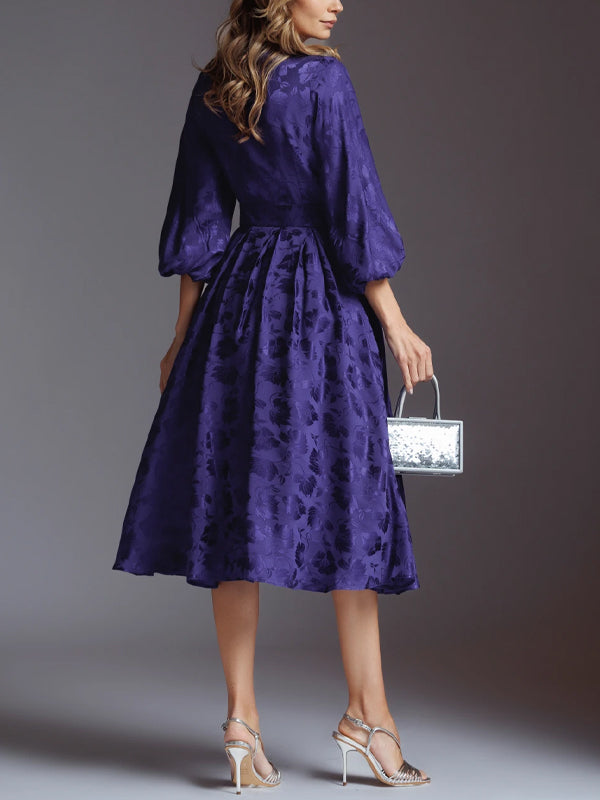 Lace-Up Print Midi Dress