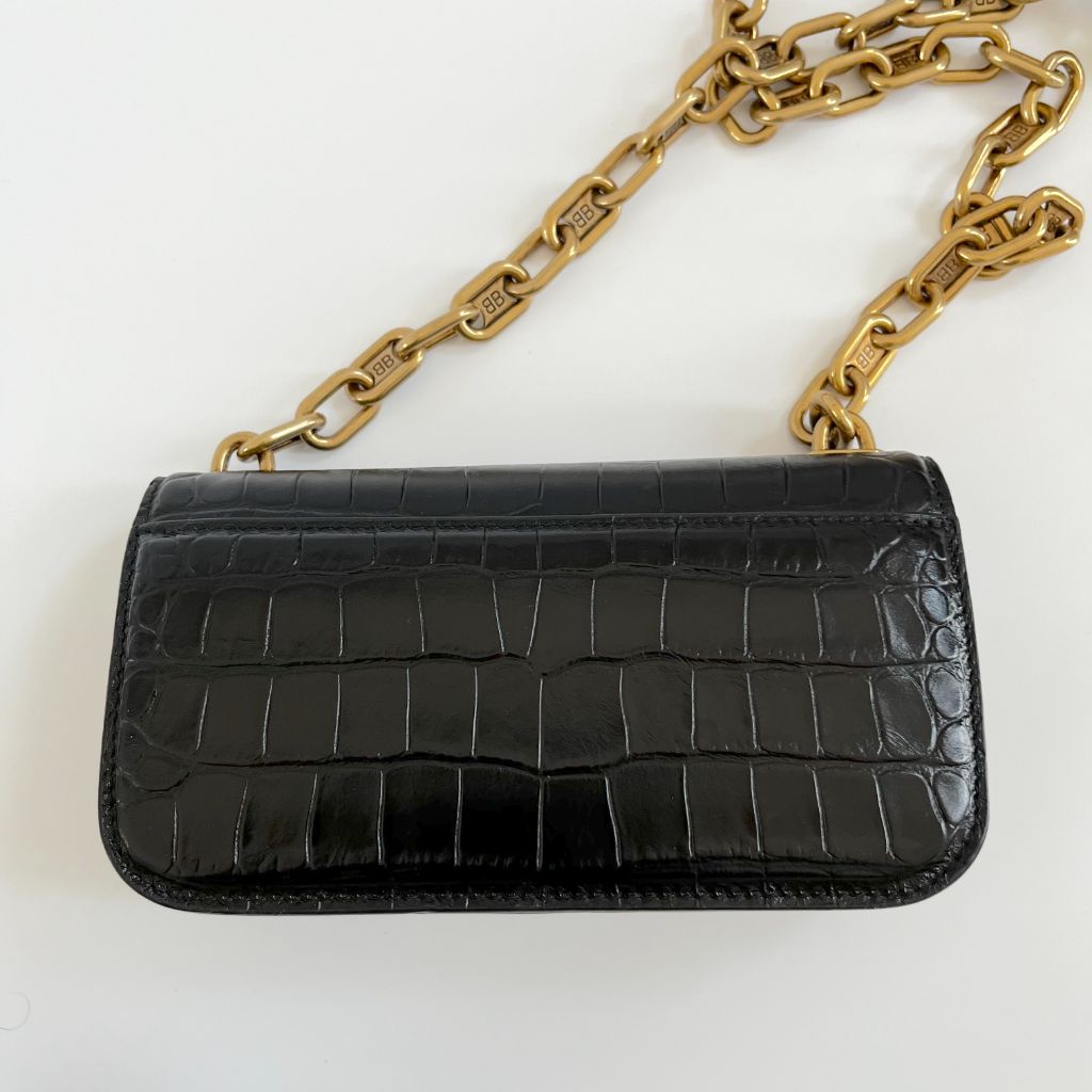 Balenciaga Gossip BB-Plaque Crocodile-Effect Cross-Body Bag