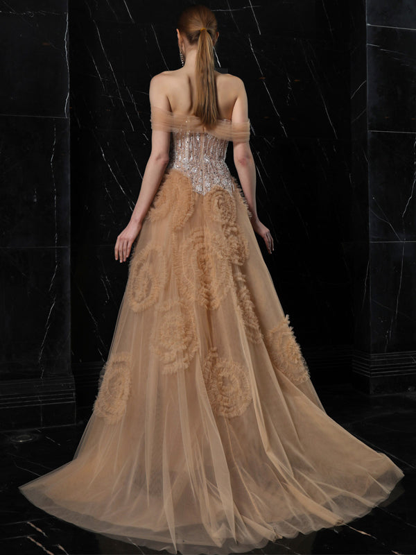 Solid Color Sequined Tube Top Maxi Dress