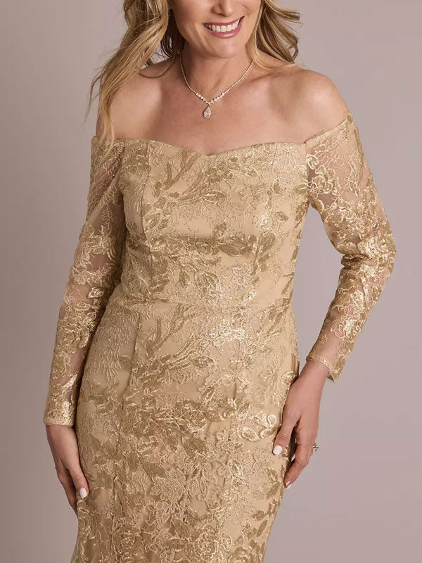 Long-Sleeve Off-the-Shoulder Mermaid Dress