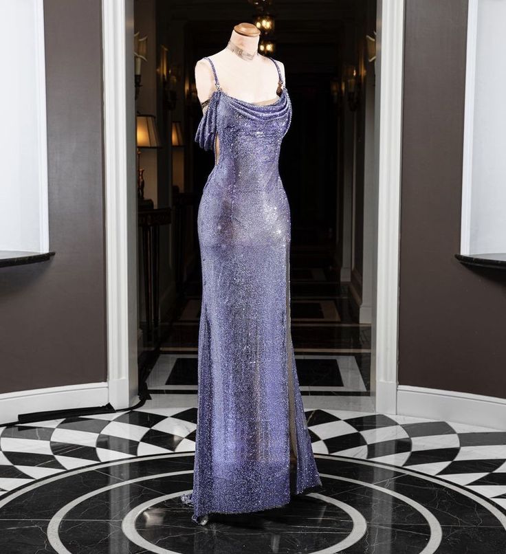 Purple Shiny Elegant Spaghetti Straps Sexy Slit Long Mermaid Slim Sequin Ball Gown Evening Dress gh3359