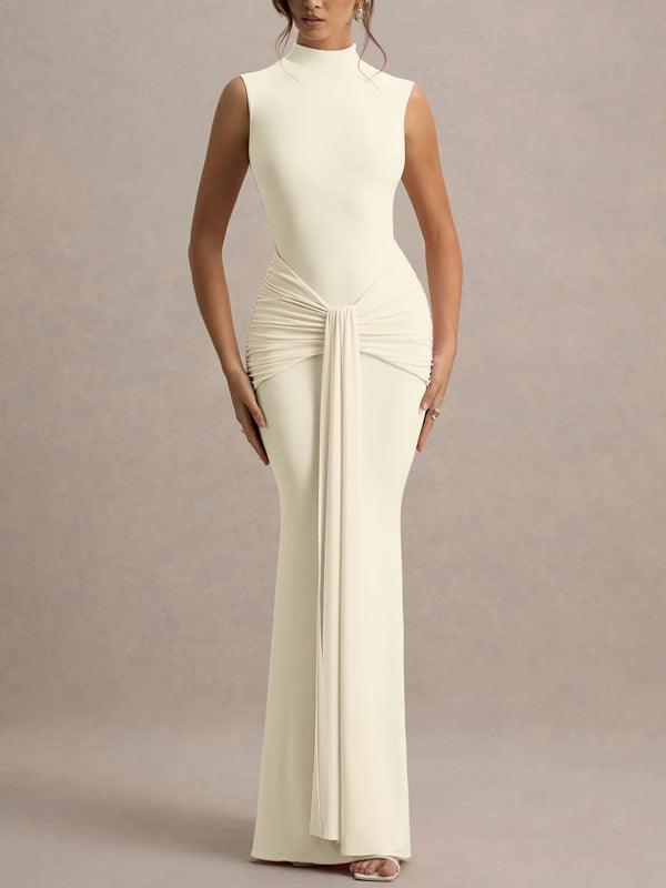 Classic Boat Neck Sleeveless A-Line Midi Dress