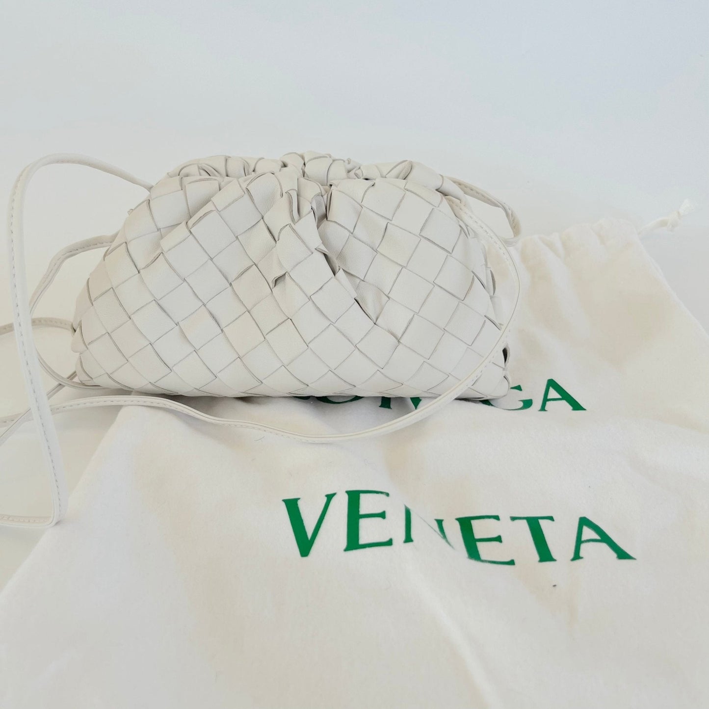 Bottega Veneta White Intrecciato Leather Mini The Pouch Bag