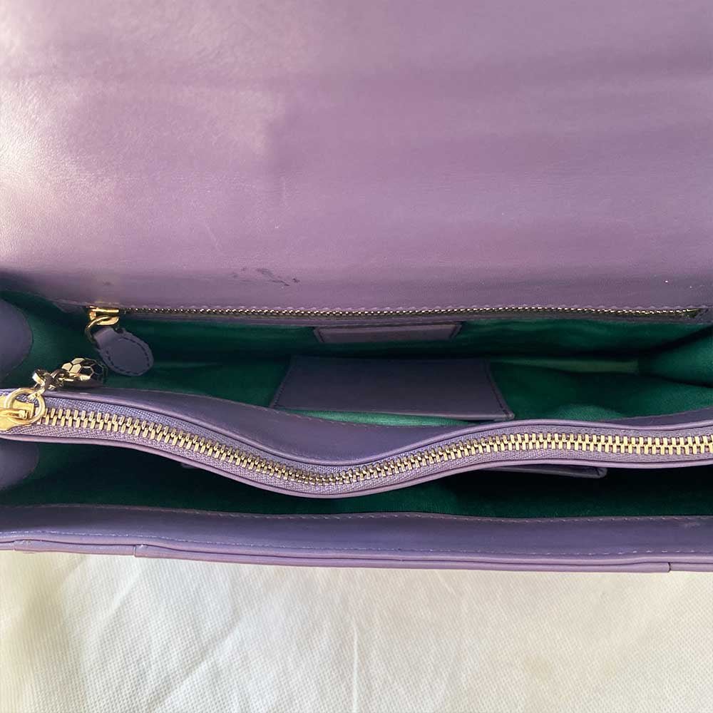 Bvlgari Purple Leather Medium Serpenti Forever Shoulder Bag