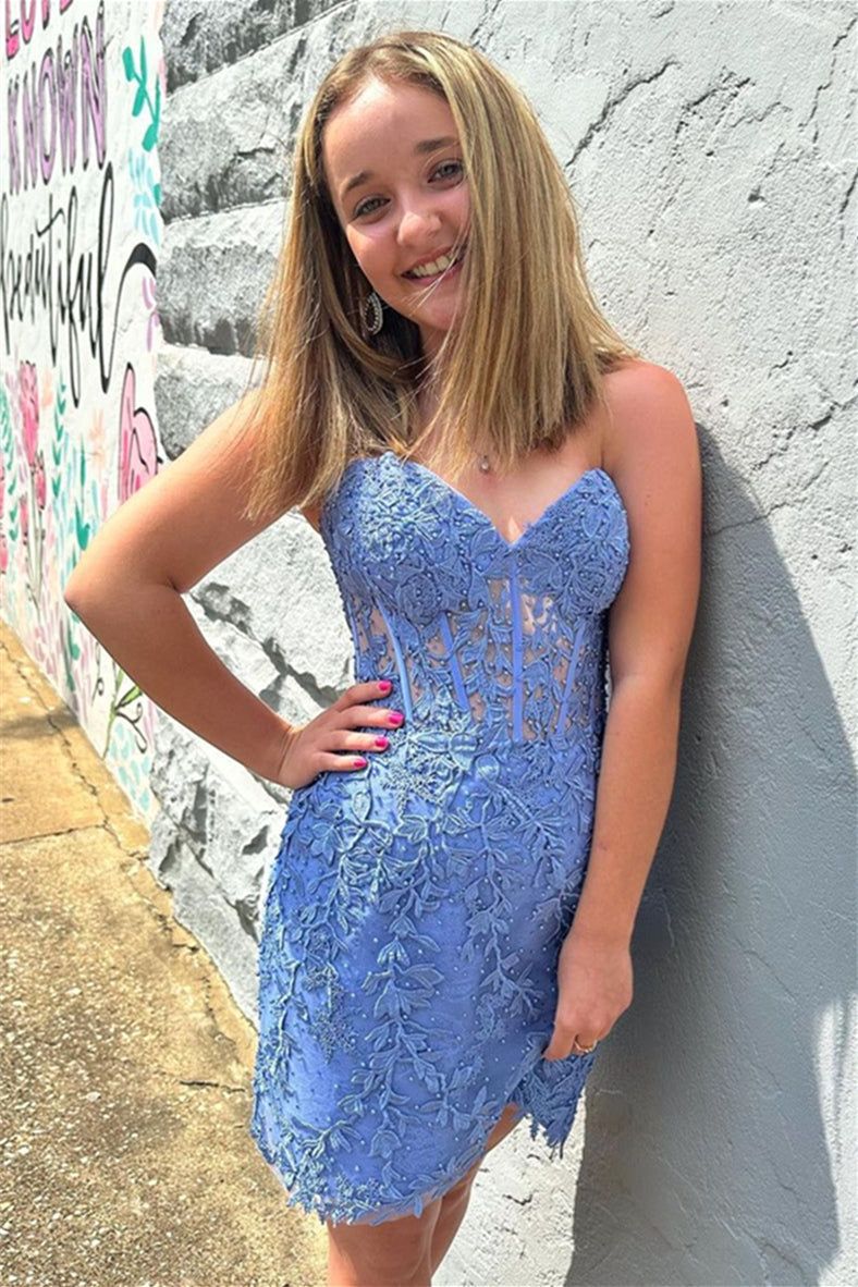 Discount Mint Green Sweetheart Applique Homecoming Dresses Mini Party Dress