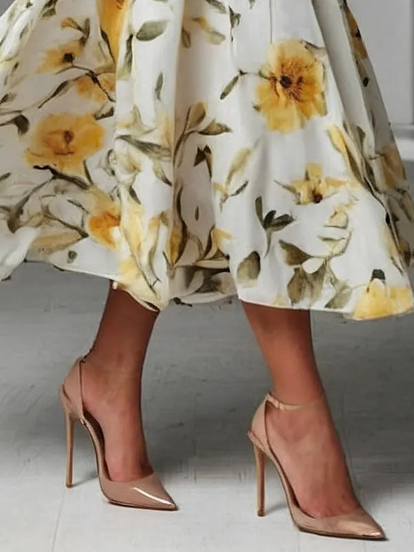 Temperament One-shoulder Printed Women's Dress