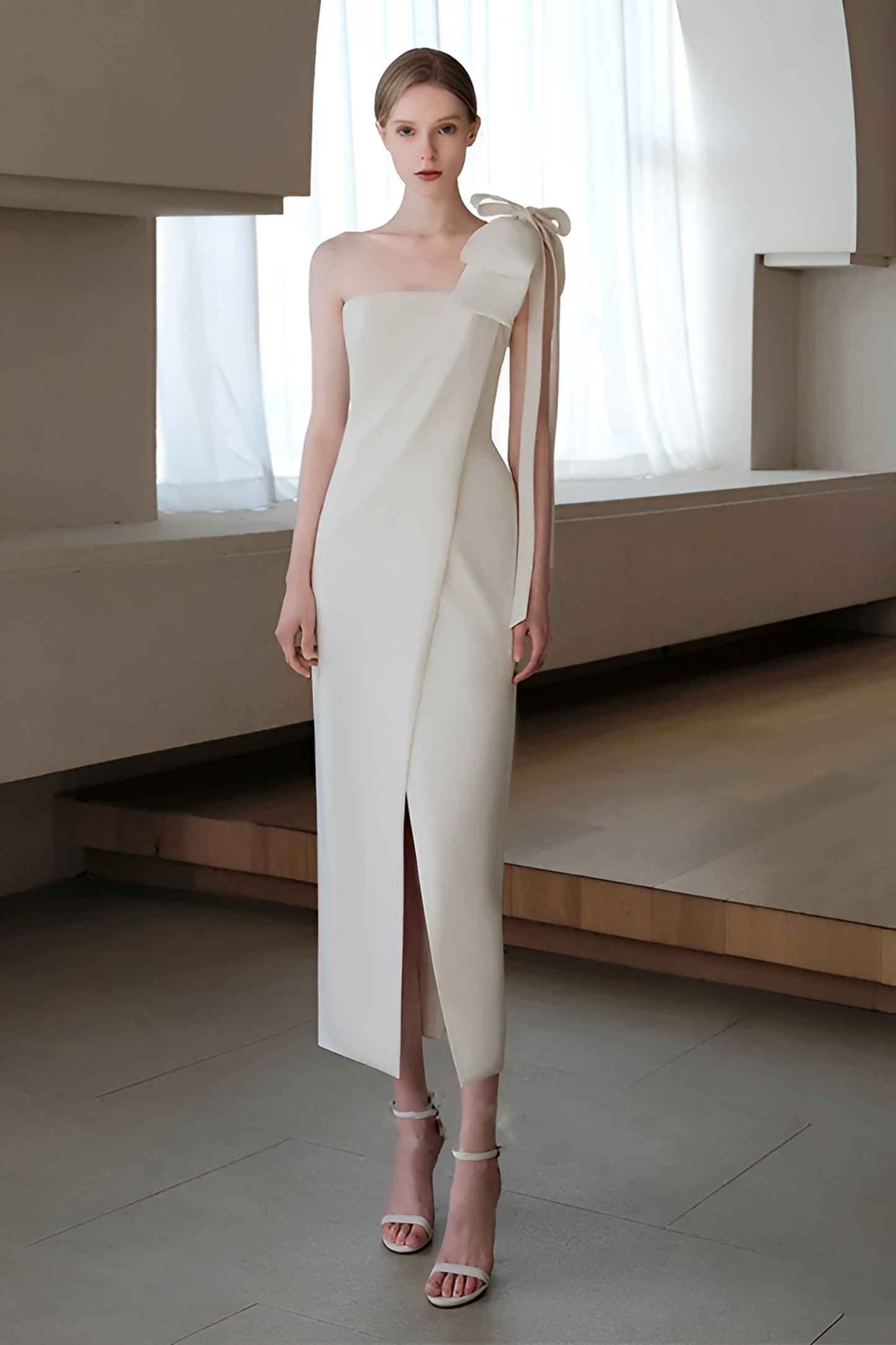 loveedsTM-Elegant banquet sexy slit one-shoulder white evening dress