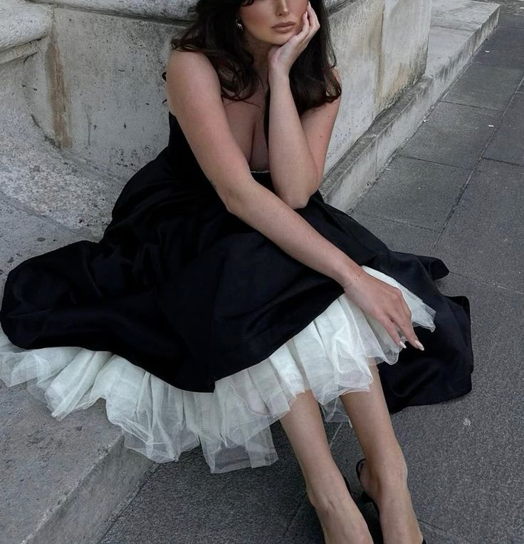 Black and White Princess Cute and Elegant A-line Spaghetti Straps Long Satin Tulle Party Dress Evening Dress Prom Dress Homecoming Dress gh4196