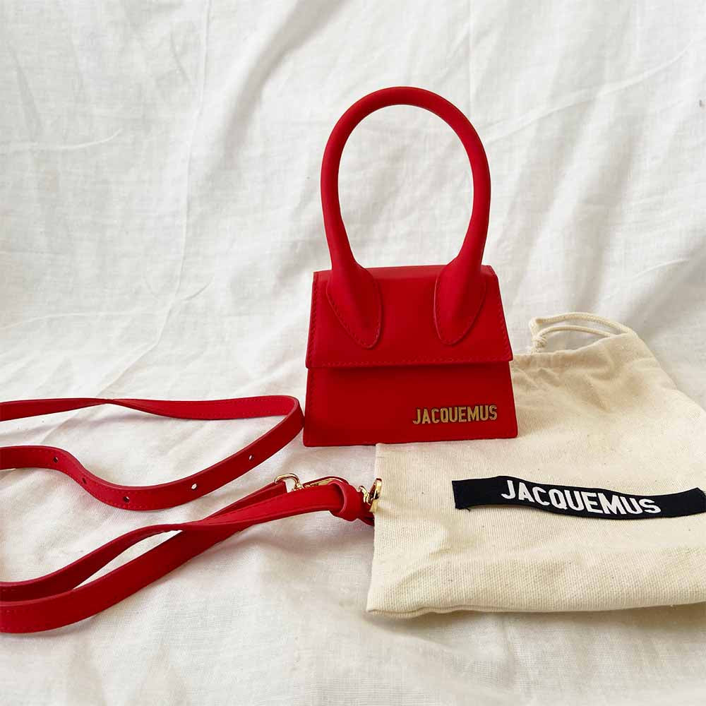 Jacquemus Red Leather Le Chiquito La Montagne Top Handle Bag