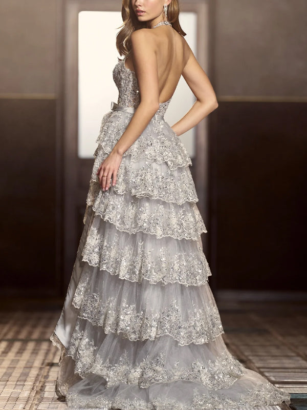 Deep V Sequins Maxi Dress