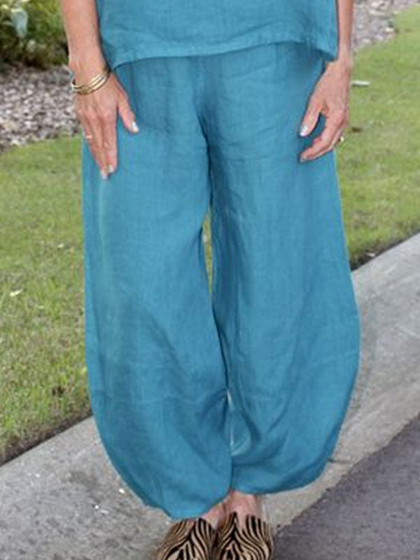 Stacked Collar Cotton and Linen Women's Suit