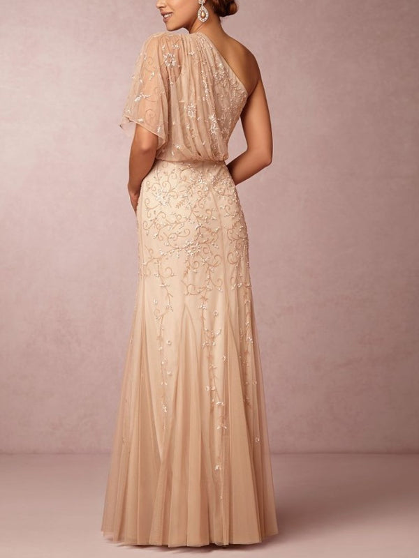 Off-Shoulder Solid Sequins Maxi Dress