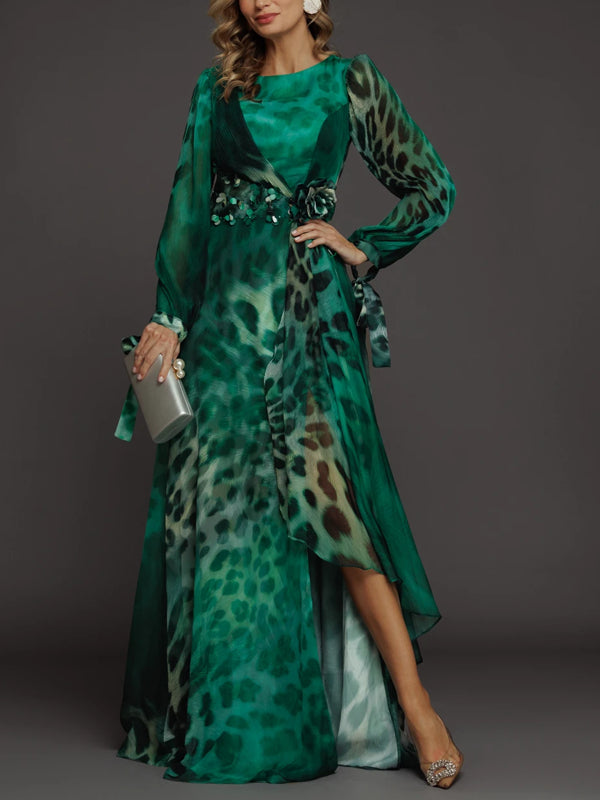 Leopard Print Chiffon Party Dress