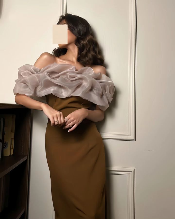 Gentle Pink Mermaid Off the Shoulder Organza Satin Prom Dress Party Dress with Slit SH3680