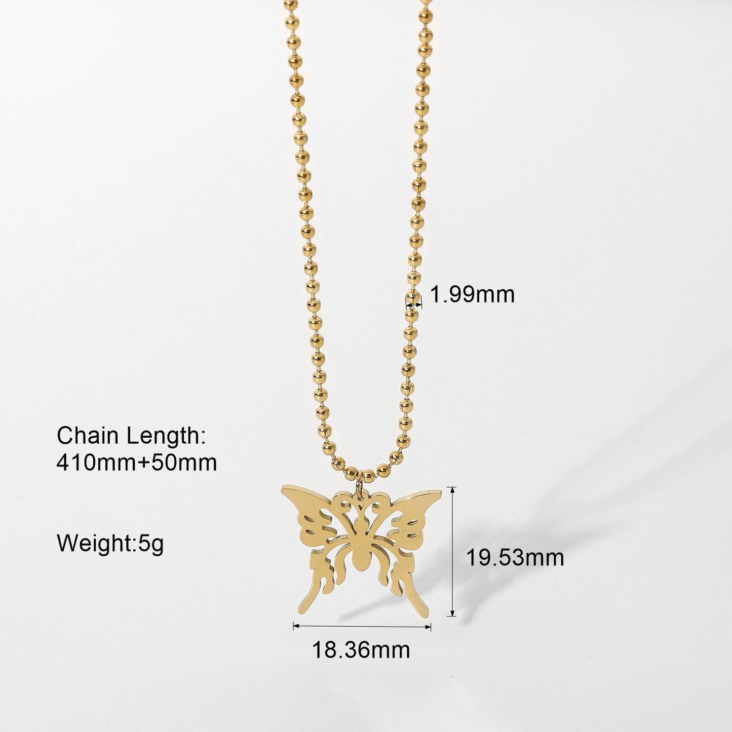 Golden Hollow Big Butterfly Pendant