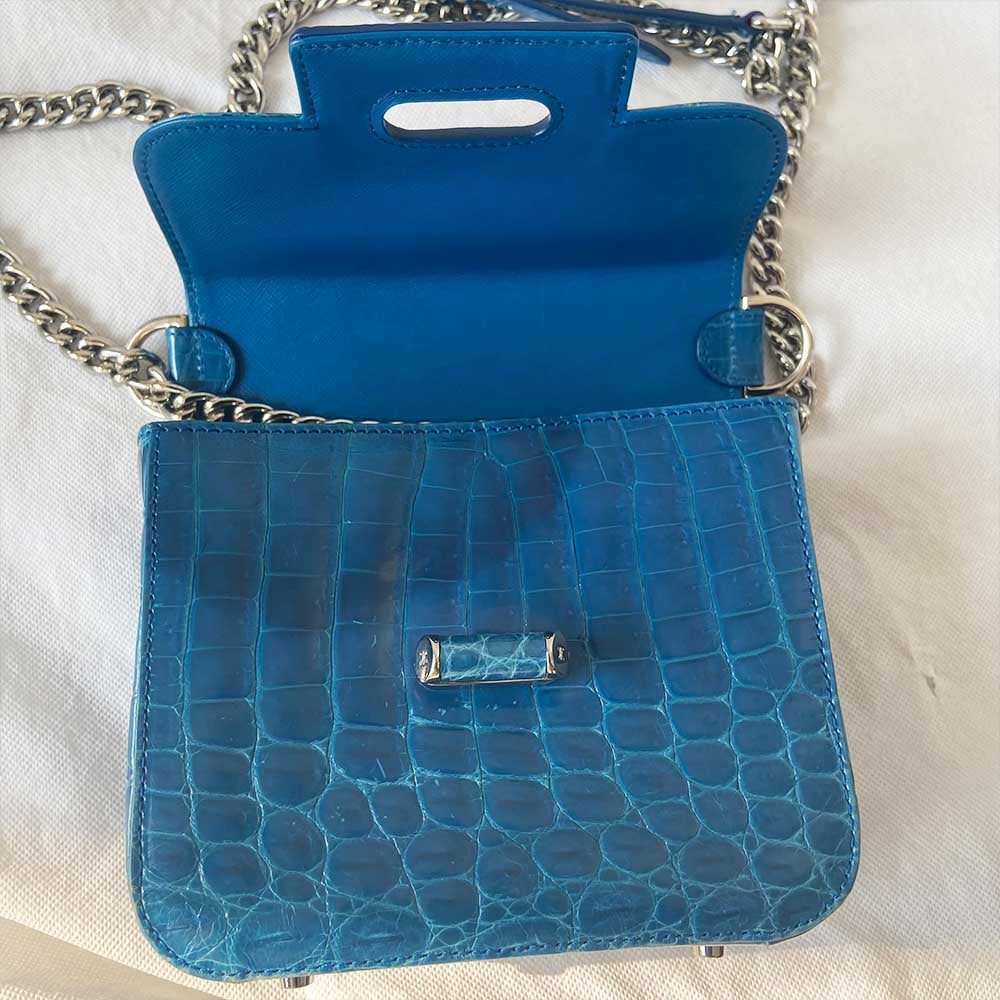 Kwanpen Crocodile Blue Box Bag