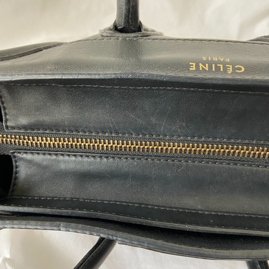 Celine black luggage micro tote bag