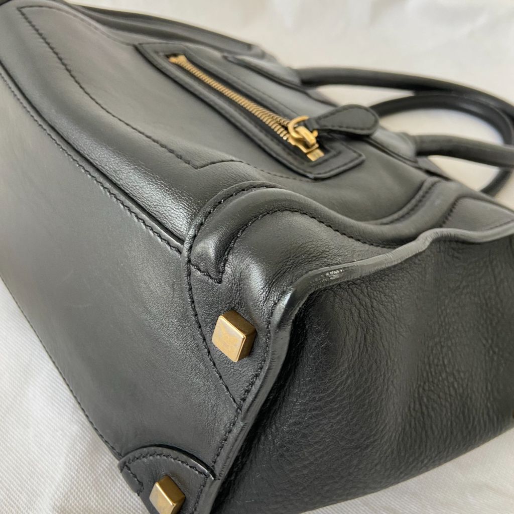Celine black luggage micro tote bag