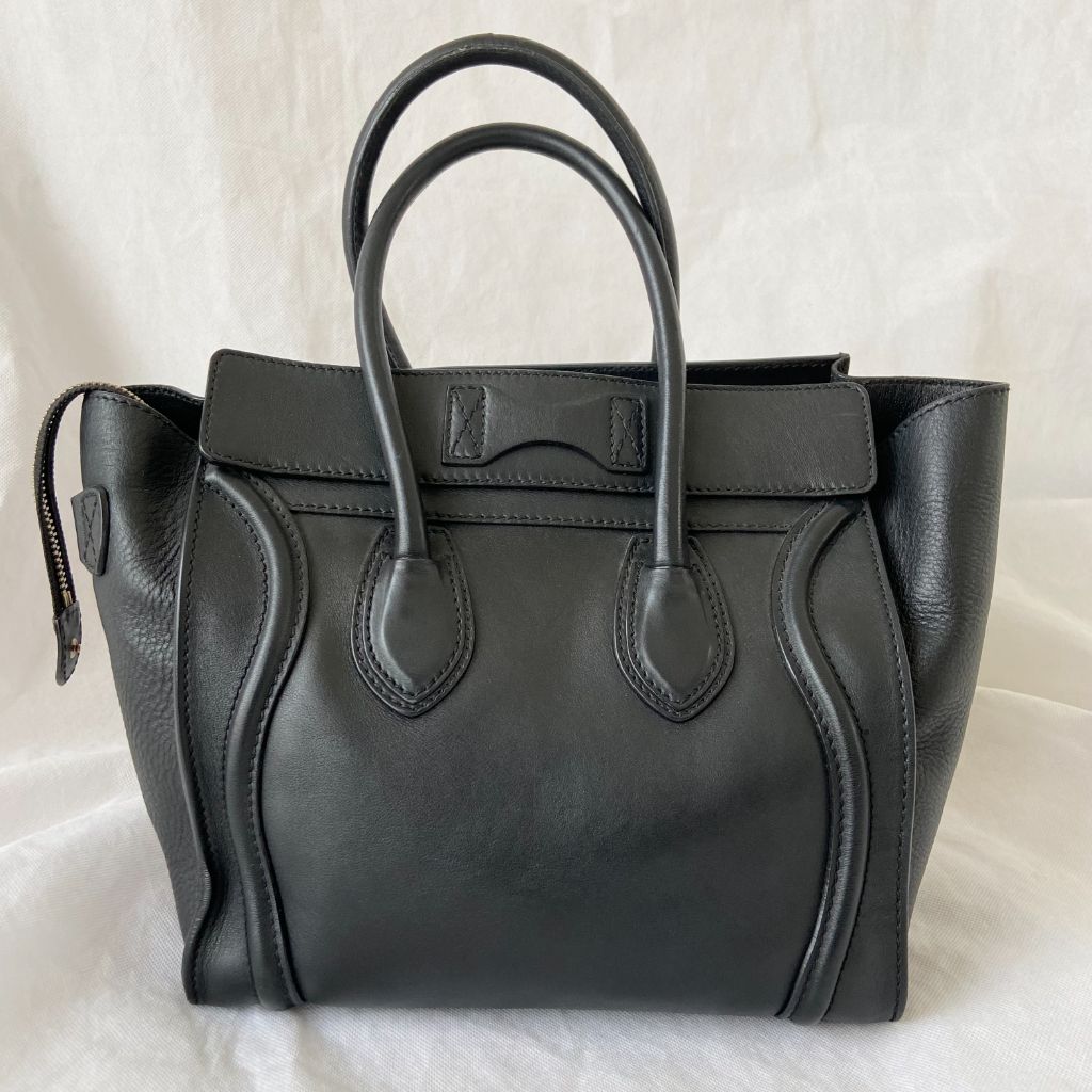 Celine black luggage micro tote bag