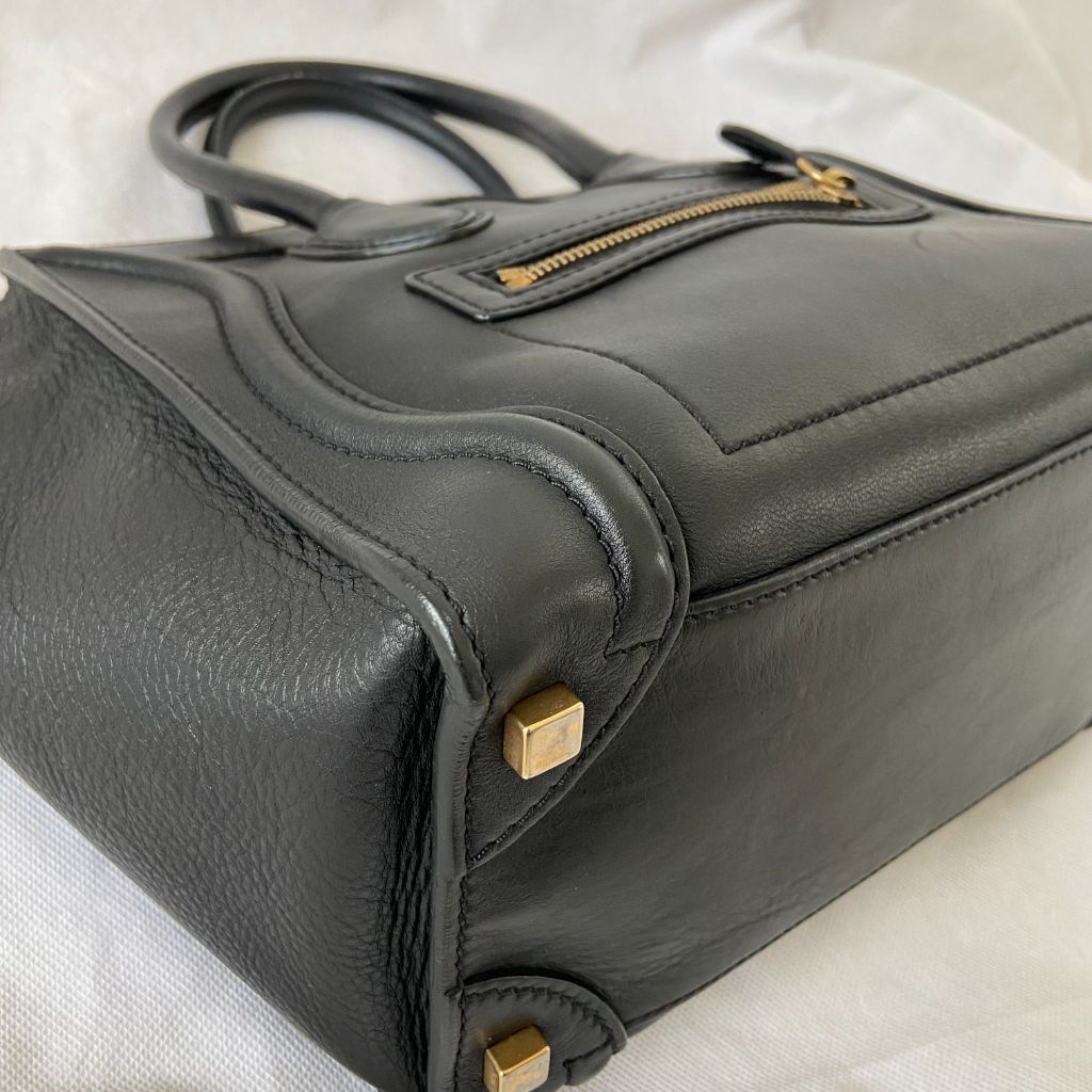 Celine black luggage micro tote bag