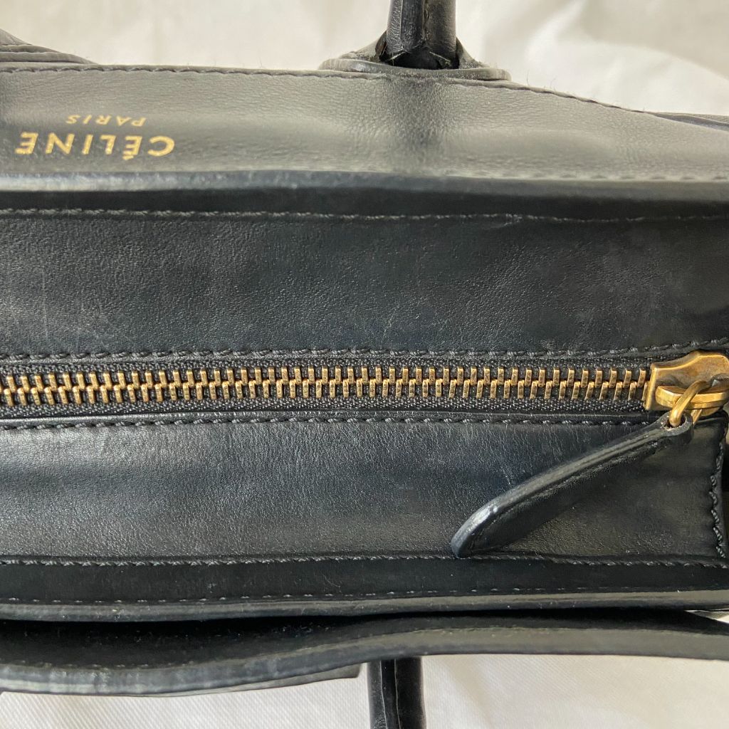 Celine black luggage micro tote bag