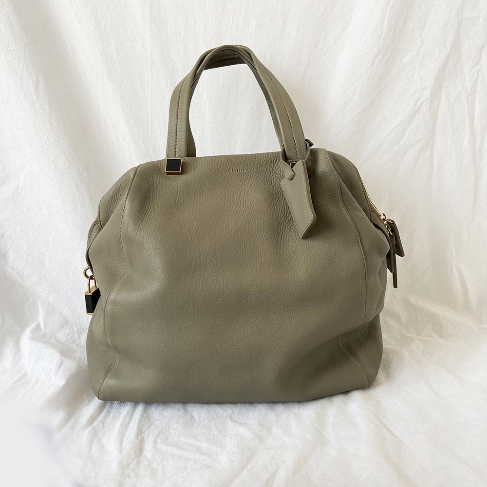 Celine Grey Leather Large Top Handle Bag