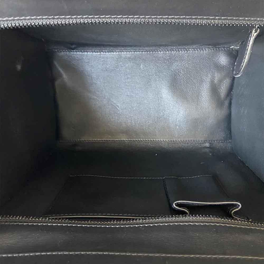 Celine Luggage Handbag Woven Leather Mini