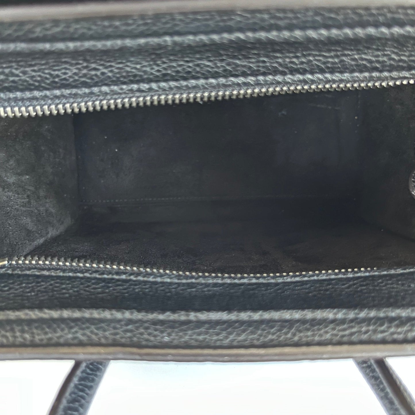 Celine textured black leather nano luggage bag with strap