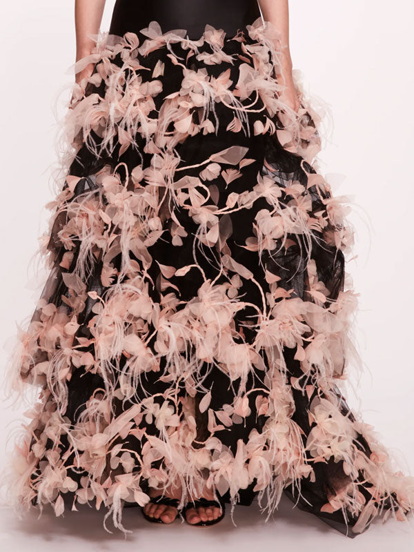 Multi-layer Feather Embroidery Temperament Women's Gown