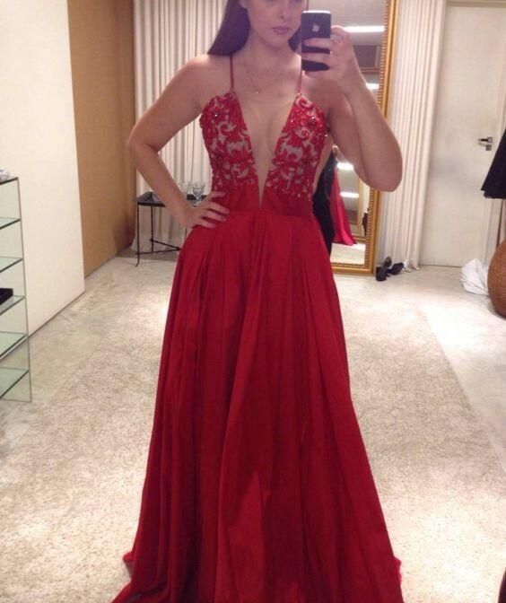 Sexy Spaghetti Straps V Neck Long Prom Dresses Evening Dresses for Women cg10111