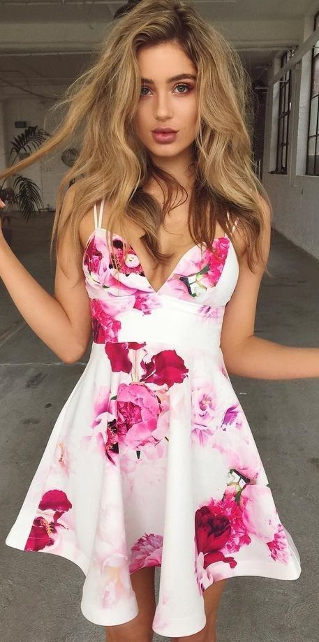 floral print homecoming dresses, chic a-line fashion gowns cg10143