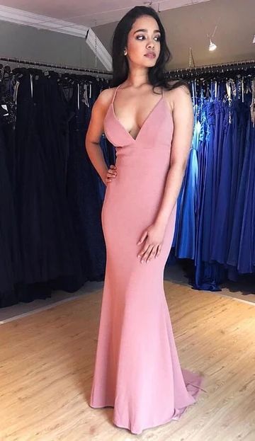 V-neck Mermaid Long Prom Dresses 8th Graduation Dress cg10146