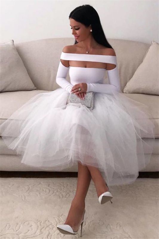 Sexy White Homecoming Dress for Women Long Sleeve Short cg10171