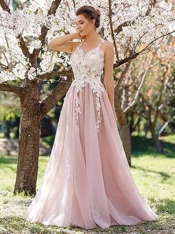 Light Pink Evening prom Dress, Sleeveless A Line Party Dress cg10172