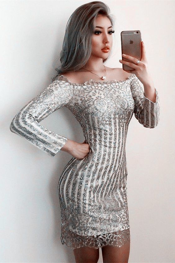 sliver sparkle semi formal dresses, chic short homecoming dresses cg10251