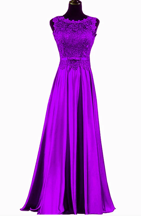 Beautiful Long Soft Satin With Lace Bridesmaid Dress, A-Line Prom Dress cg10449