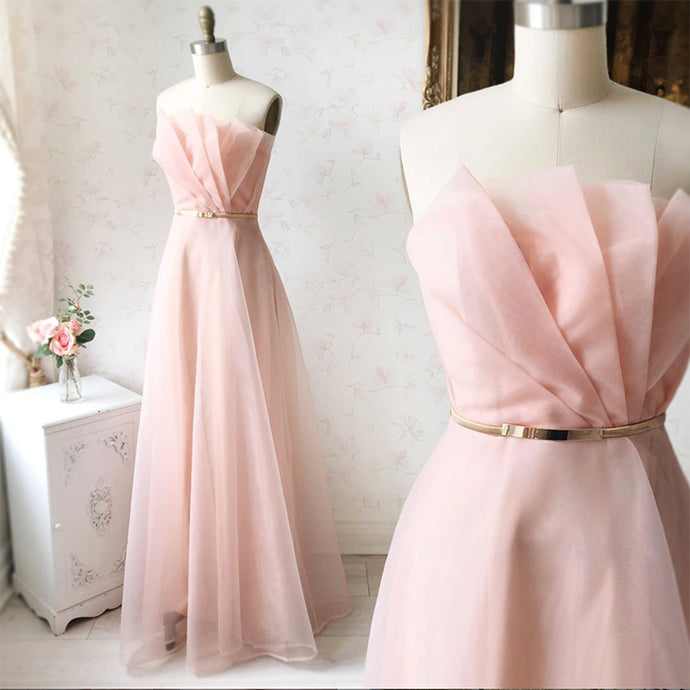 PINK TULLE LONG PROM DRESS EVENING DRESS cg10488