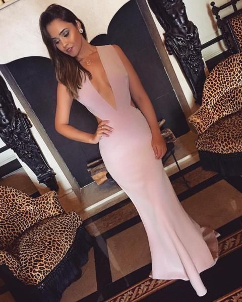 Mermaid Pink Prom Dress , Sleeveless Prom Dress cg10499