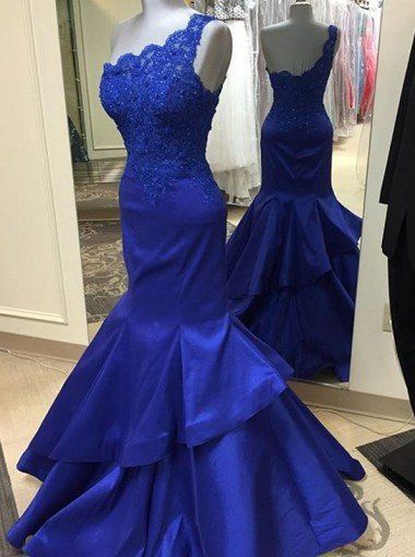 One Shoulder Lace Mermaid A-Line Prom Dresses cg10538