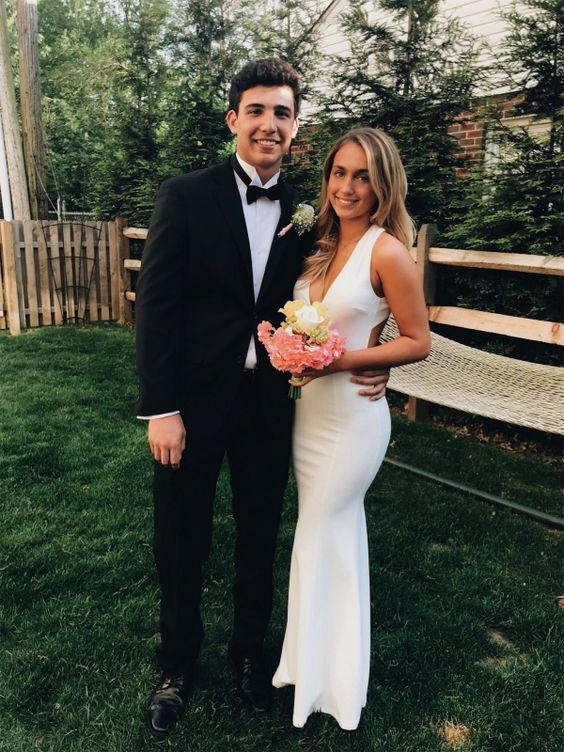 White Mermaid Sexy Prom Dress for Teens cg10545